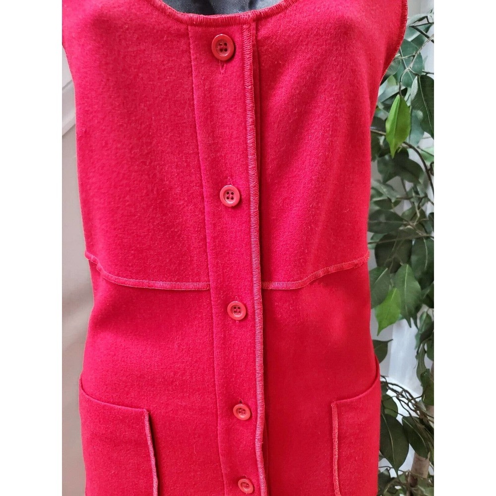 Vtg Dick Schulman Solid Red Polyester Scoop Neck Sleeveless Midi Length Dress 10 View 3